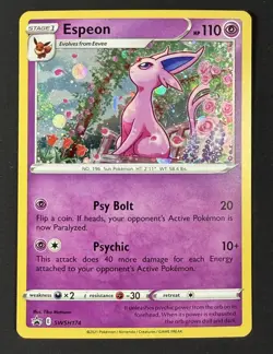 Espeon SWSH174 Cosmos Holo Promo Card Sword & Shield Collectible Card - Image 1