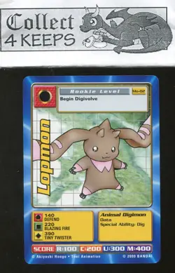 2000 Digimon Digi Battle TCG Lopmon Movie Promo MO-02 Near Mint - Image 1