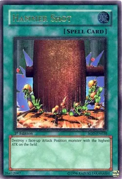 Yugioh! HP Hammer Shot - SOD-EN038 - Ultimate Rare - Unlimited Edition Heavily P - Image 1