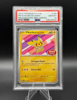 Pokemon Pikachu Indonesian Journey Batik Shirt Promo #154 & 190 PSA 10 - Image 1