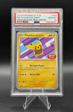 Pokemon Pikachu Indonesian Journey Batik Shirt Promo #154 & 190 PSA 10 - Image 2