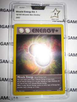 POKEMON MIRACLE ENERGY 16/105 HOLOFOIL NEO DESTINY ED 1 EN 🌀SWIRL PCA 9 NO Psa - Image 1