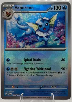 Vaporeon (Poke Ball Pattern) 022/131 PRE Pokemon TCG Rare Holo NM - Image 1