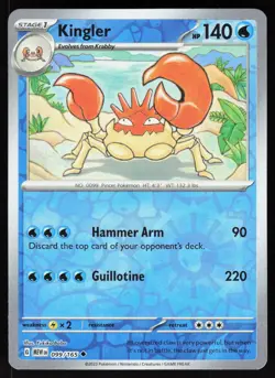 Kingler 099/165 Uncommon 151 Pokemon Reverse Holo NM - Image 1
