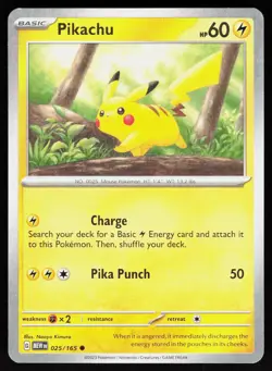 Pikachu 025/165 Common 151 Pokemon NM - Image 1