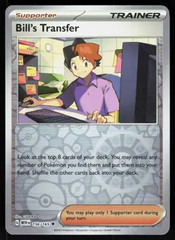 Bill's Transfer 156/165 Uncommon 151 Pokemon Reverse Holo NM - Image 1