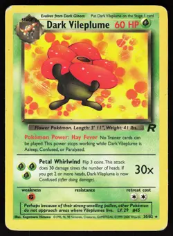 Dark Vileplume 30/82 Rare Team Rocket Pokemon Unlimited MP - Image 1