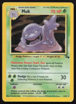 Muk 13/62 Holo Rare Fossil Pokemon Unlimited Holo HP - Image 1