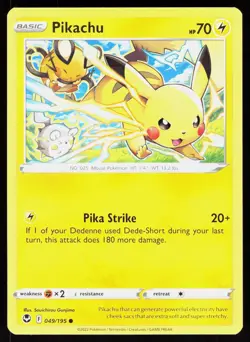 Pikachu 049/195 Common Silver Tempest Pokemon NM - Image 1
