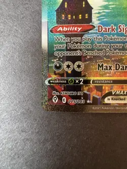Pokemon TCG Umbreon VMAX Alt Art Holo Secret Rare Card Evolving Skies 215/203 NM - Image 3