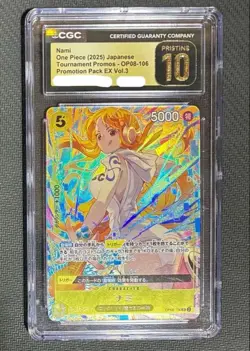 PSA 10 Cgc10 Pristine Or Higher Nami Promotion Pack Ex Op08-106 One Piece Card - Image 1