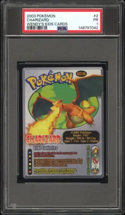 2003 POKEMON WENDY'S KIDS CARDS #2 CHARIZARD PSA 1 - Image 1