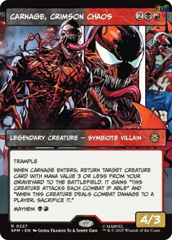 Carnage, Crimson Chaos (Borderless) Foil 227 Marvel's Spider-Man NM EN - Image 1