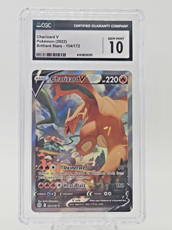 CGC 10 Charizard V Pokemon 2022 Brilliant Stars 154/172 Full Alt Art Holo Gem - Image 1