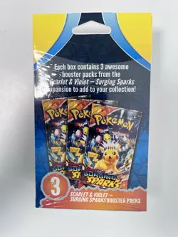 Pokemon Scarlet & Violet Surging Sparks Hanger Box - 3 Booster Packs New Sealed - Image 2