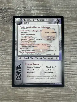 Lord of The Rings LOTR CCG TCG Promo 2004 Tournament Schedule Card - Image 1