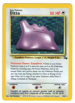 Ditto 3/62 Fossil Set Holo Rare Pokemon TCG Card LP Vtg WotC - Image 1