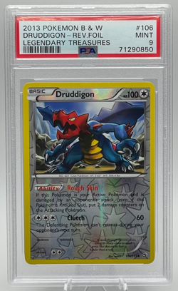2013 POKEMON BLACK & WHITE LEGENDARY TREASURES #106 DRUDDIGON REVERSE FOIL PSA 9 - Image 1