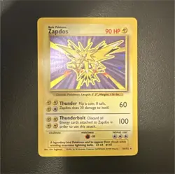 Zapdos Base Set 016/102 Unlimited Holo Rare English 1999 90 HP Pokemon TCG - Image 1