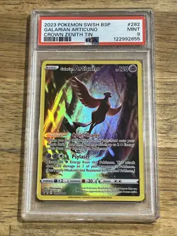 GRADED PSA 9 2023 Pokemon SWSH BSP Galarian Articuno Crown Zenith Tin #282 - Image 1