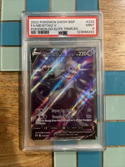 GRADED PSA 9 2022 Pokemon SWSH BSP FA/Mewtwo V Pokemon Go Elite TRNR.BX. #229 - Image 1