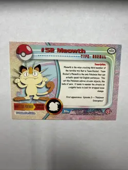 1999 Pokemon #52 Meowth Topps Series 1 - Image 2