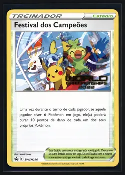 Pokemon Champions Festival Promo SWSH296 Pikachu Worlds 2022 PORTUGUESE NM - Image 1