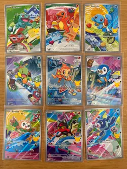 Full Set of 9 Pokemon First Partner Series 1 Illustration Collection English - Image 1