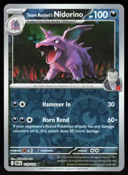 Team Rocket's Nidorino 118/182 Common Destined Rivals Pokemon Reverse Holo NM - Image 1