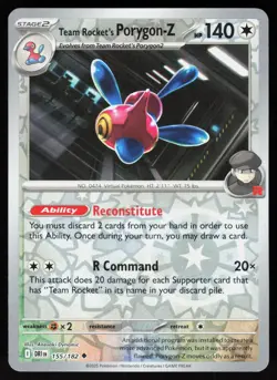Team Rocket's Porygon-Z 155/182 Uncommon Destined Rivals Pokemon Reverse Holo NM - Image 1