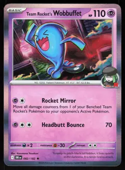Team Rocket's Wobbuffet 082/182 Rare Destined Rivals Pokemon Holo NM - Image 1