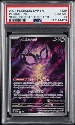 2024 POKEMON SHROUDED FABLE POKEMON CENTER ETB PROMO SVP #129 PECHARUNT PSA 10 - Image 1