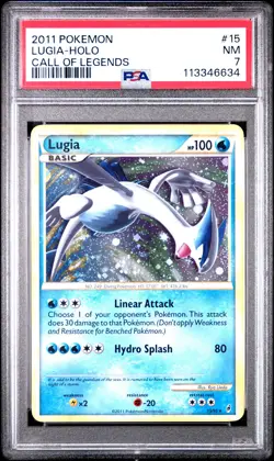 2011 POKEMON CALL OF LEGENDS LUGIA #15 HOLO PSA 7 NM #113346634 - Image 1