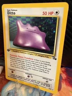 1999 WOTC Pokemon Fossil 1st Edition Ditto Holo Rare 3/62 LP+ Vintage - Image 3