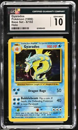 1999 POKEMON BASE SET UNLIMITED #6 GYARADOS-HOLO CGC 10 GEM MINT - Image 1