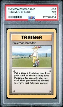 1999 Pokemon Breeder PSA 7 NM Base Set Pokemon Card Game WOTC TCG Vintage - Image 1