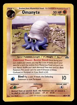 Omanyte Neo Discovery VG, 60/75 Pokemon Card. - Image 1