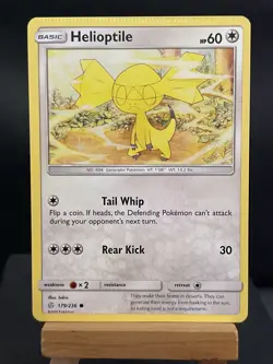 Pokemon Card Helioptile 179/236 Non Holo Cosmic Eclipse CRIMP ERROR - Image 1