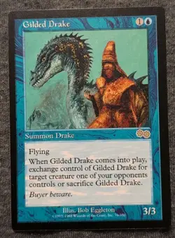 NM/EX Gilded Drake Urza's Saga Mtg Magic the Gathering Reserved List Rare - Image 1