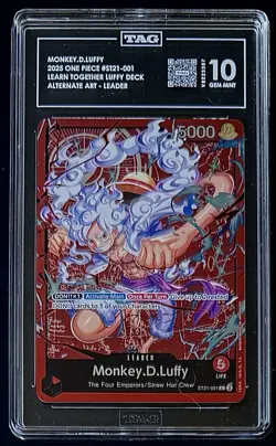 TAG 10 One Piece ST21-001 L - Monkey.D.Luffy - EN - LD01 Learn Together - Graded - Image 1