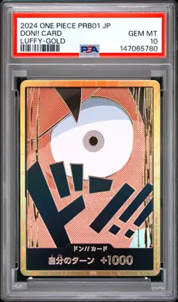 Don!! Card Monkey D. Luffy gold One Piece Japanese PSA 10 PRB01 - Image 1