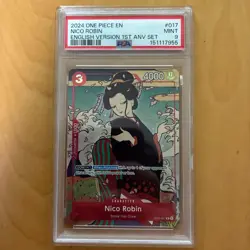 PSA 9 Nico Robin One Piece English 1st Anniversary Set OP01-017 Mint Grade - Image 1