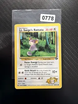 Pokemon Card WOTC: Lt. Surge's Rattata 85/132 - Gym Challenge - Image 1