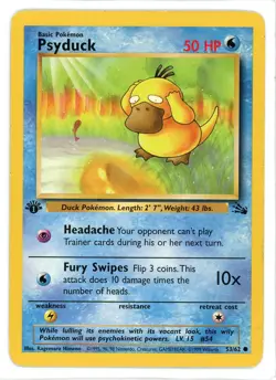 Psyduck 53/62 1st Edition Fossil Pokemon Card - Image 1