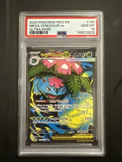 Pokemon Mega Evolution Mega Venusaur EX Ultra Rare Card 155/132 MT-GMT, PSA 10 - Image 1