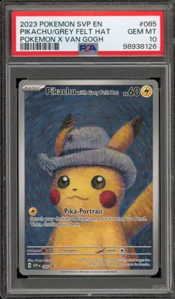 Pokemon Pikachu with Grey Felt Hat Van Gogh Full Art Promo SVP EN 085 PSA 10 - Image 1