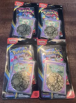Pokemon TCG Phantasmal Flames Blister Lot x4 Sealed Promo Coin Booster Packs - Image 1