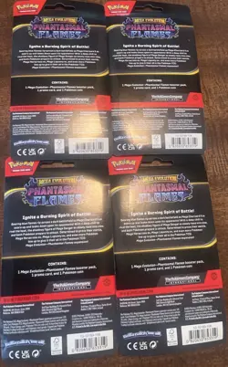 Pokemon TCG Phantasmal Flames Blister Lot x4 Sealed Promo Coin Booster Packs - Image 2