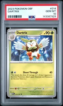 2023 POKEMON OBF EN-OBSIDIAN FLAMES #014 DARTRIX PSA 10 - Image 1