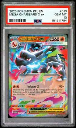2025 POKEMON PFL EN-PHANTASMAL FLAMES #013 MEGA CHARIZARD X EX PSA 10 - Image 1